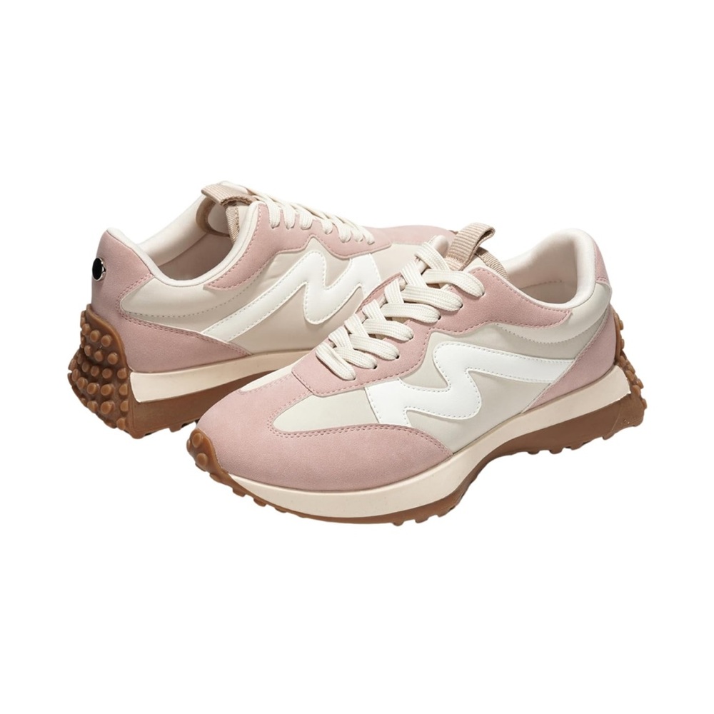 Pink and White Retro-Inspired Sneakers with Cushioned Comfort — NWT — 8